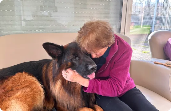 Photo de chien avec sa maîtresse